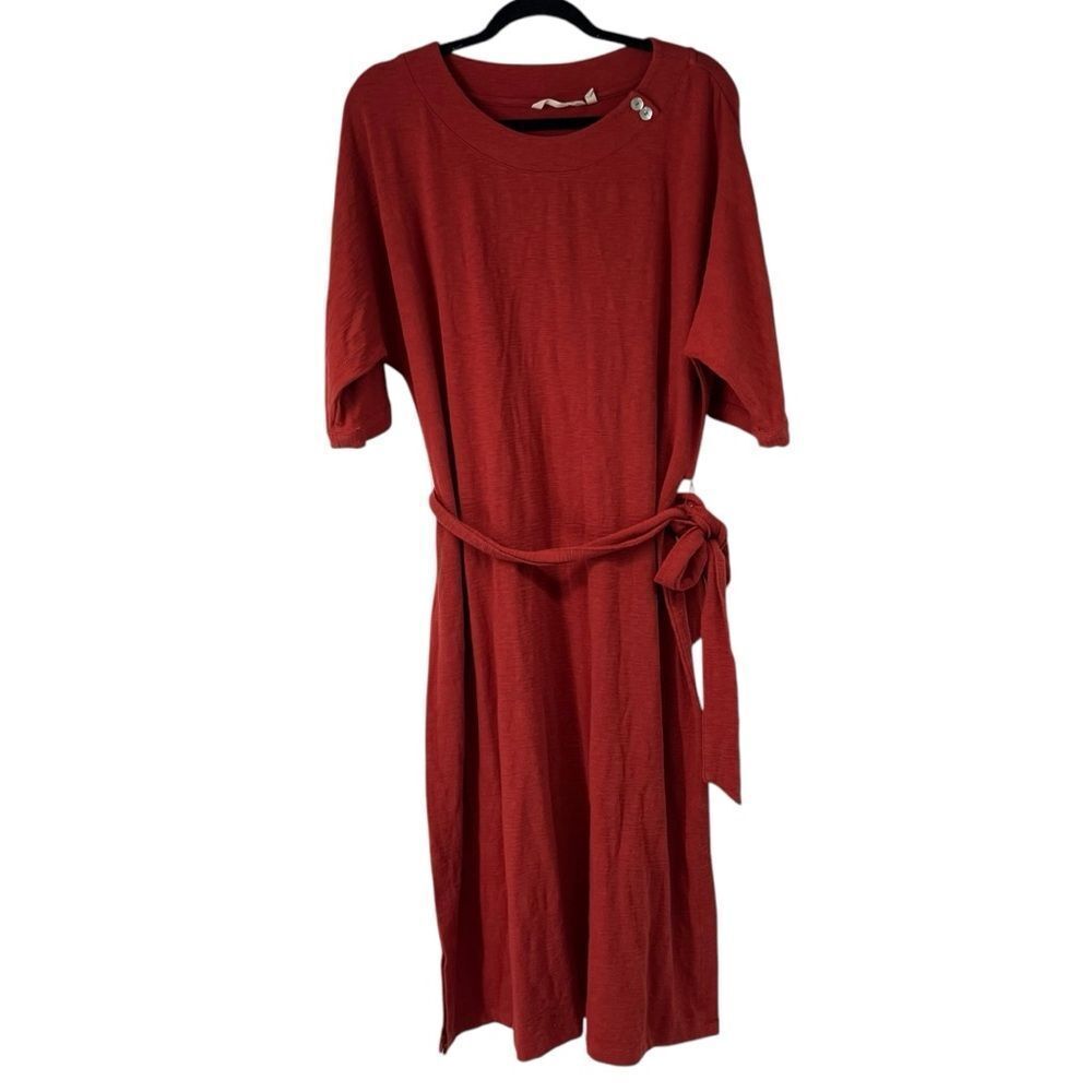 Soft Surroundings Burnt Orange Midori Tandoori Spice Midi Dress Belted